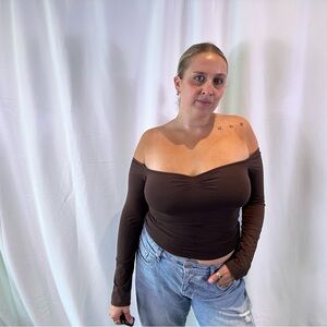 Brown off the shoulder top brand new